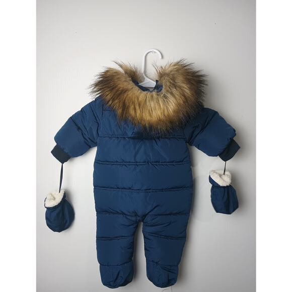 Baby Infant Mother BabyBear Snow Suit Puffer Fur Hood Lined Sherpa 6-9Months - Picture 6 of 6